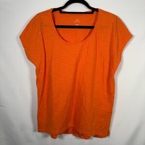 J. Jill‎ Orange Scoop Neck Slub Tee Short Sleeve T-Shirt Women's S 100% Cotton